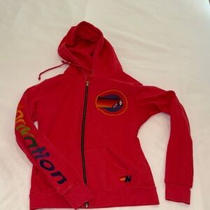 Aviator Nation Red Zipper Front Hoodie size small perfect condition